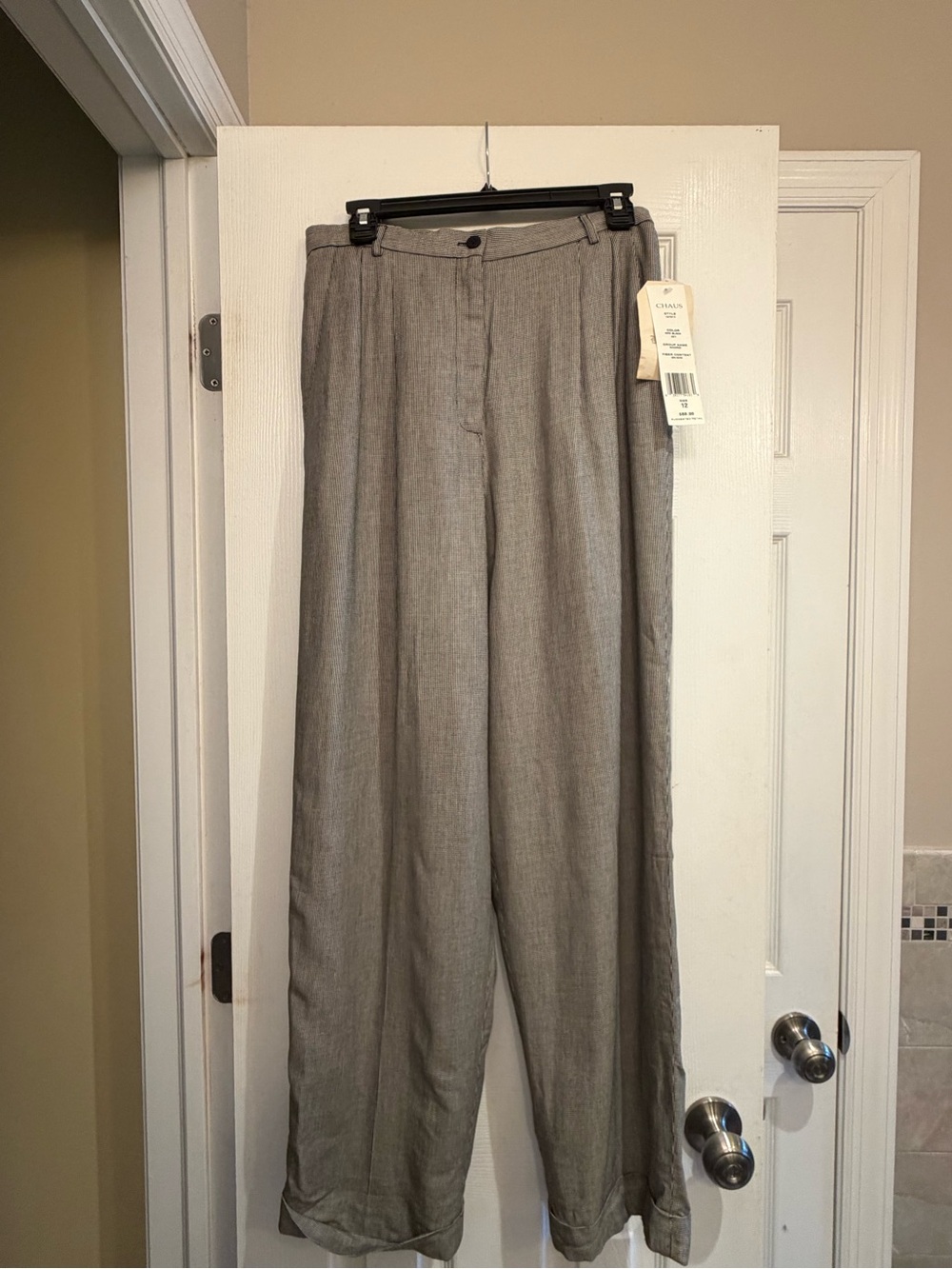 Women’s Relaxed Linen-Blend Pants - Light Gray